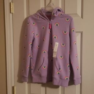 Girls purple rainbow zip up hoodie